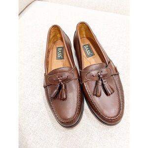 BASS Size 8M Flex Step Penny Loafers Unisex Brown Leather Rubber Brown Shoes